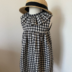 再販⭐︎ギンガムチェック柄ノースリーブワンピース　ベビーワンピース　セーラー襟　ベビー服　キッズ服　サマーワンピース　 2枚目の画像