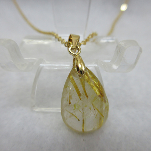 No.CR-209 天然石 <チェーンネックレス> ゴールドルチルクォーツ  