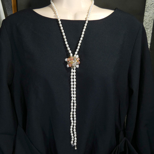 本真珠ネックレス ラリエット パール約6.0-7.5mm 1メートルオール