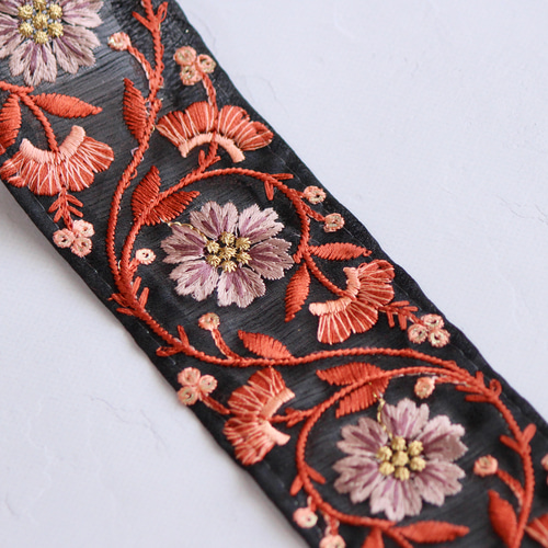 インド刺繍リボン No.23【オレンジ】 インド刺繍/刺繍リボン インド刺繍リボン No.23【オレンジ】 インド刺繍/刺繍リボン