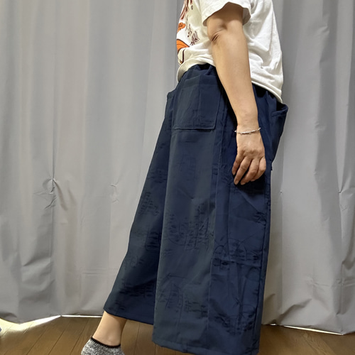 着物リメイク旗、切り替えワイドパンツ 着物リメイク ワイドパンツ | iichi 日々の暮らしを心地よくする