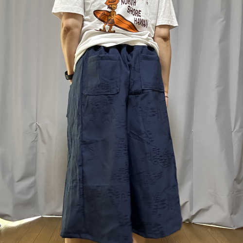 着物リメイク旗、切り替えワイドパンツ 着物 リメイク ワイドパンツ - メルカリ