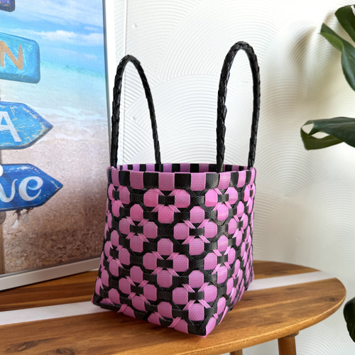 プラかご V85 ハンドメイド PPバンド 力強 エコバッグ ピンク