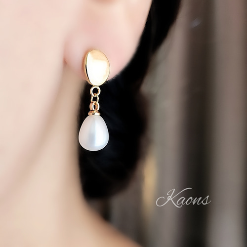 ☆❤️ 天然石　オニキス　クローバー　パール　ピアス　イヤリング ☆❤️ 天然石オニキスクローバーパールピアスイヤリング