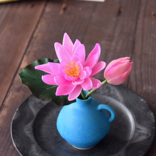 ◇粘土のお花◇ 睡蓮（スイレン）【信楽焼】ペティベース A1006