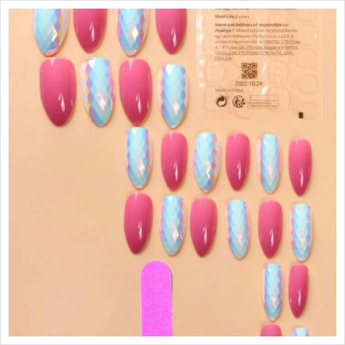 N409》既成ネイルチップ24枚セット ピンク シンプル オーロラ ギャル  