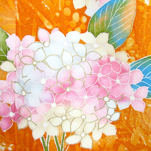 大きめサイズ】着物ドレス◎紫陽花◎細見え縦長シルエットオール