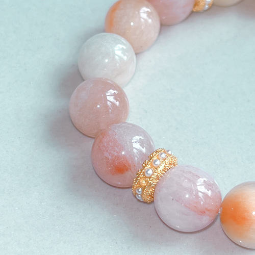 かな⭐️サゲニティッククォーツ　天然石　ブレスレット サゲニティッククォーツ】ピンクサゲニティッククォーツ 天然石