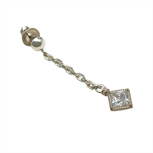 クリア メンズ ドロップピアス/シルバー925 片耳用/セカンドピアス