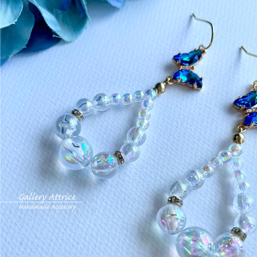 玉響 ～たまゆら・ブルー～ （ピアス／イヤリング交換可） ピアス