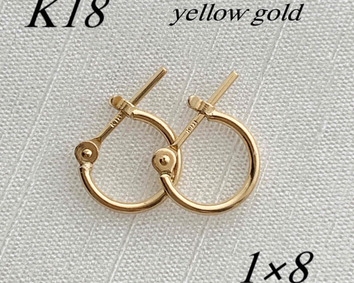 K18 フープピアス 2×10mm 18金 刻印入り本物 イエローゴールド