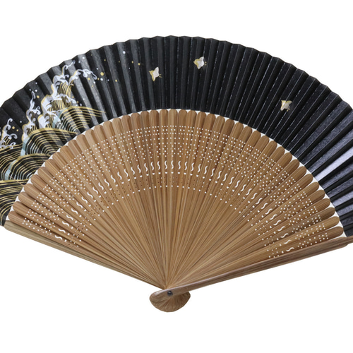 黒地渋引千鳥 扇子袋付き 紳士用 桐箱入り 日本製 和装小物（帯