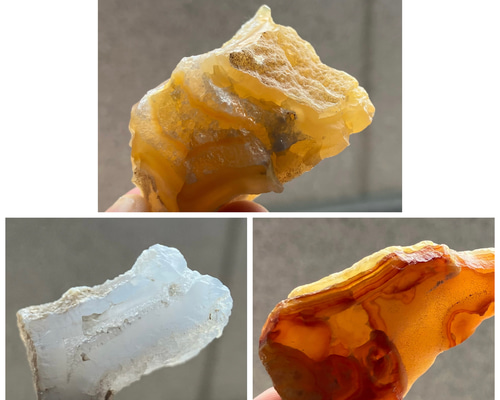 国産瑪瑙原石 3色セット Japanese natural Agate rough 3pcs set