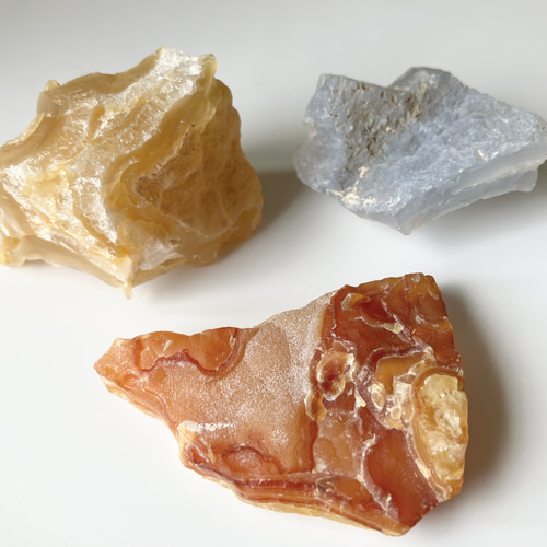 国産瑪瑙原石 3色セット Japanese natural Agate rough 3pcs set 日本