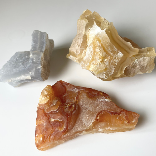 国産瑪瑙原石 3色セット Japanese natural Agate rough 3pcs set