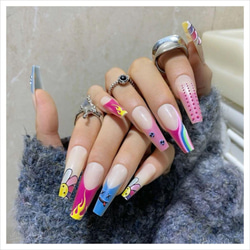 9月限定価格　ファイヤーピンク天国♡ネイルチップ 天然石風ネイルチップ【くすみピンク】 ネイルチップ（つけ爪
