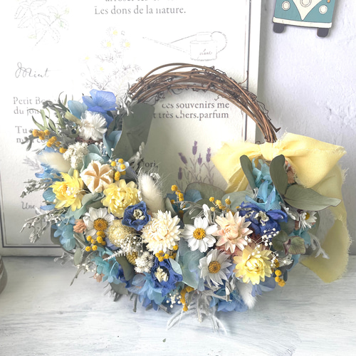 小ぶり♪春色ハーフリース⋆︎* Lune Bonheur＜tokimeki＞＊ハーフムーンリース＊スプリングリース＊春