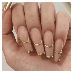 オーダーネイルチップ♡くすみブラウン淡色フレンチガーリー量産型韓国ベージュ茶色 N46》既成ネイルチップ24枚セット フレンチ ショート 白スクエア