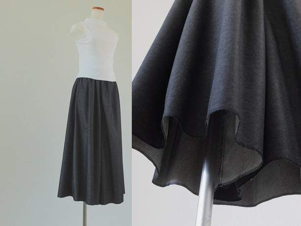 ハンサム系黒ボトム■TCデニムのフレアパンツ・ブラック