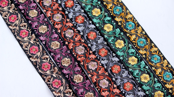 インド刺繍リボン No.23【マスタード】　インド刺繍/刺繍リボン/刺繍/リボン/トリム/ブレード 5枚目の画像