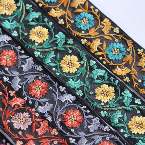 インド刺繍リボン インド刺繍リボン No.23【マスタード】 インド刺繍/刺繍リボン/刺繍