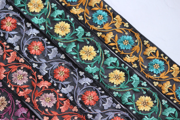 インド刺繍リボン No.23【マスタード】　インド刺繍/刺繍リボン/刺繍/リボン/トリム/ブレード 7枚目の画像