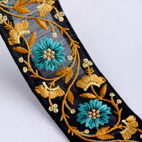 インド刺繍リボン No.23【マスタード】 インド刺繍/刺繍リボン/刺繍