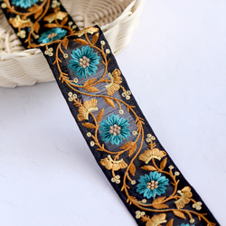 インド刺繍リボン No.23【マスタード】　インド刺繍/刺繍リボン/刺繍/リボン/トリム/ブレード 3枚目の画像