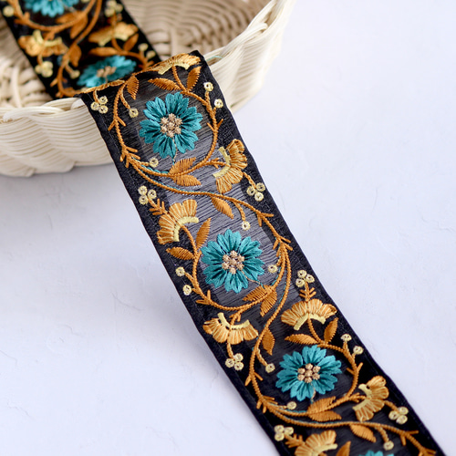 インド刺繍リボン No.23【マスタード】 インド刺繍/刺繍リボン/刺繍