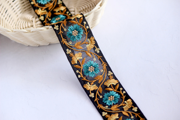 インド刺繍リボン No.23【マスタード】　インド刺繍/刺繍リボン/刺繍/リボン/トリム/ブレード 3枚目の画像