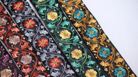 インド刺繍リボン No.23【マスタード】　インド刺繍/刺繍リボン/刺繍/リボン/トリム/ブレード 6枚目の画像