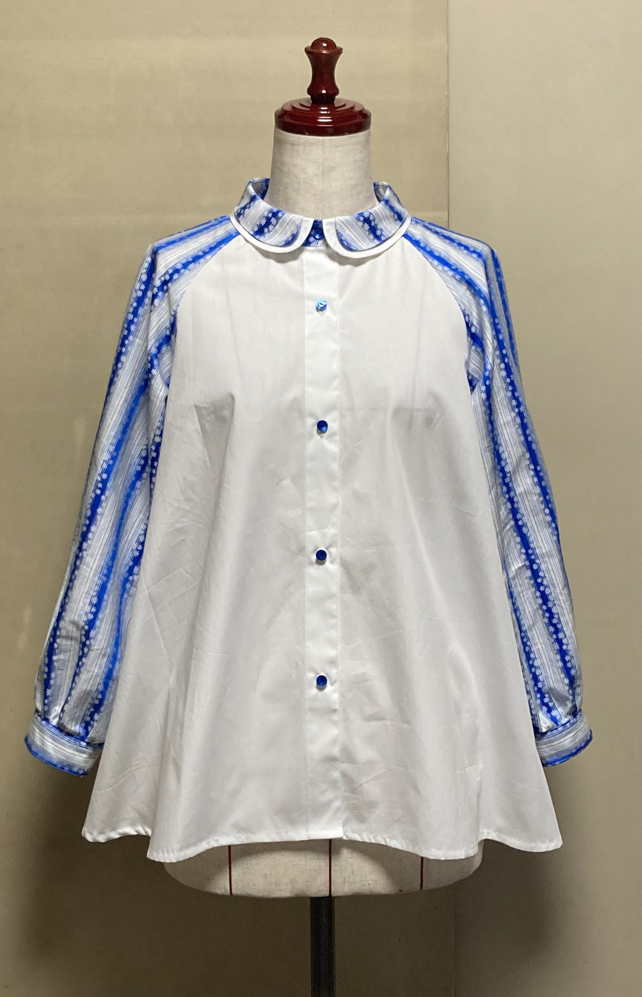 期間限定SALE!ダブルカラーのAラインラグランブラウス（M〜Lサイズ向け） 4,640円