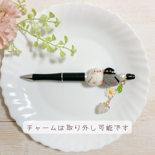 ♡寄り添う2羽のなかよし白文鳥×桜文鳥♡羊毛フェルト マスコット