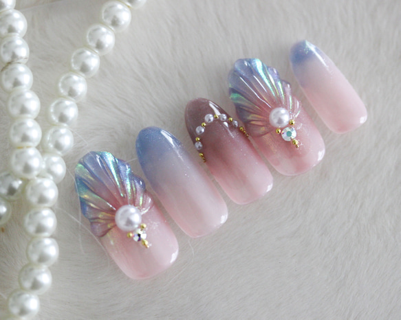 マグネットグラデーション夏ネイル ネイルチップ（つけ爪） blanche