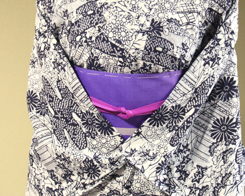 手染め藍染 型染浴衣 スモールサイズ濃紺 霞に上品な小紋柄 小柄な方に