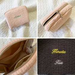 Mサイズ　name刺繍　nubi  minipouch ミニポーチ　ヌビポーチ　ヌビ　イブル　コスメポーチ　名入れ 3枚目の画像