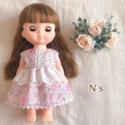 22cmドール用 可愛いピンク花柄ワンピース リカちゃん 服 その他人形