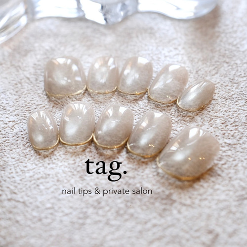 クリアフレンチ&クリアマグbridal |ネイルチップ ブライダル ゴールド