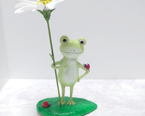 クレイフラワー　マーガレット5本セット 受注製作】クレイフラワー＊マーガレット開花&つぼみ5本セット