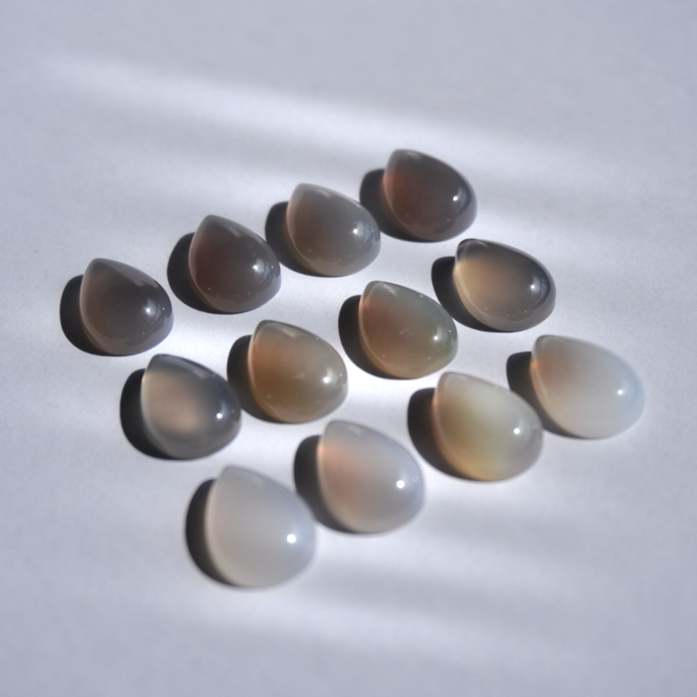 【桃色×グレー】世界に一つだけの天然石／フォークリング／ローズクォーツ×グレーオニキス／指輪／送料無料