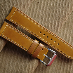 最高級コードバン革 キャメル色 時計ベルト フラットタイプ 本革 交換
