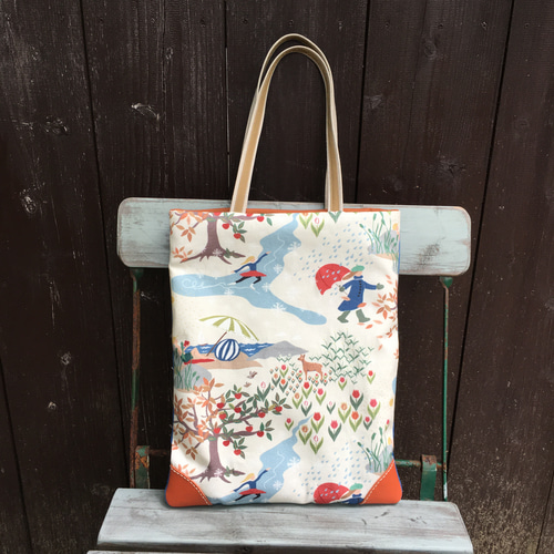 ☆再出品 A4収納手提げバッグ 北欧の物語3 トートバッグ sugarbrown  