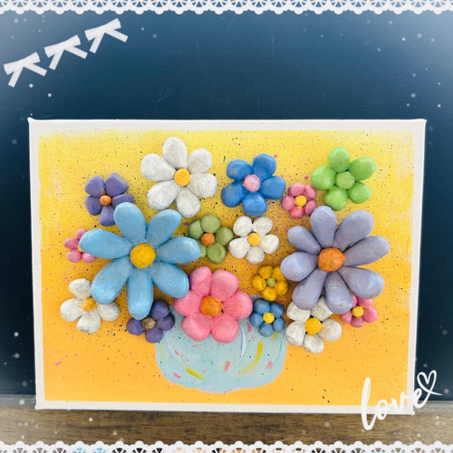 カラフルな花のアクリルキャンバスアート