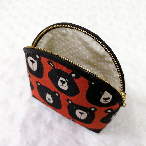 1836．可愛い キョトンベア柄 ポーチ キャニオンレッド 赤 クマ  