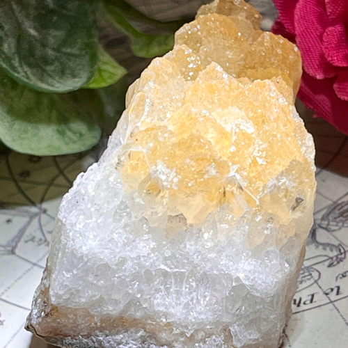 T1014スパングル★特価★シトリンクォーツ　キラキラ原石大きめクラスター 恋愛・ビジネス】シュガーキャップ シトリンクォーツ 原石 クラスター