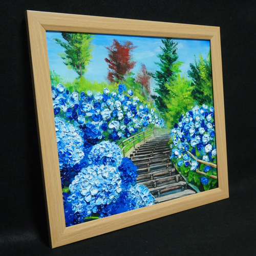 油絵 油彩 油彩画 絵画 絵【紫陽花ロード】 絵画 HR 通販