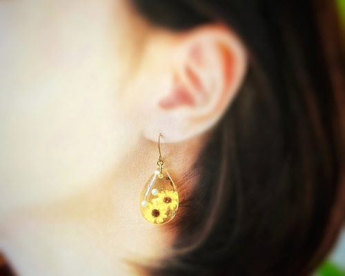 ひまわりのしずくピアス・イヤリングmarry.c's handmadeaccessory