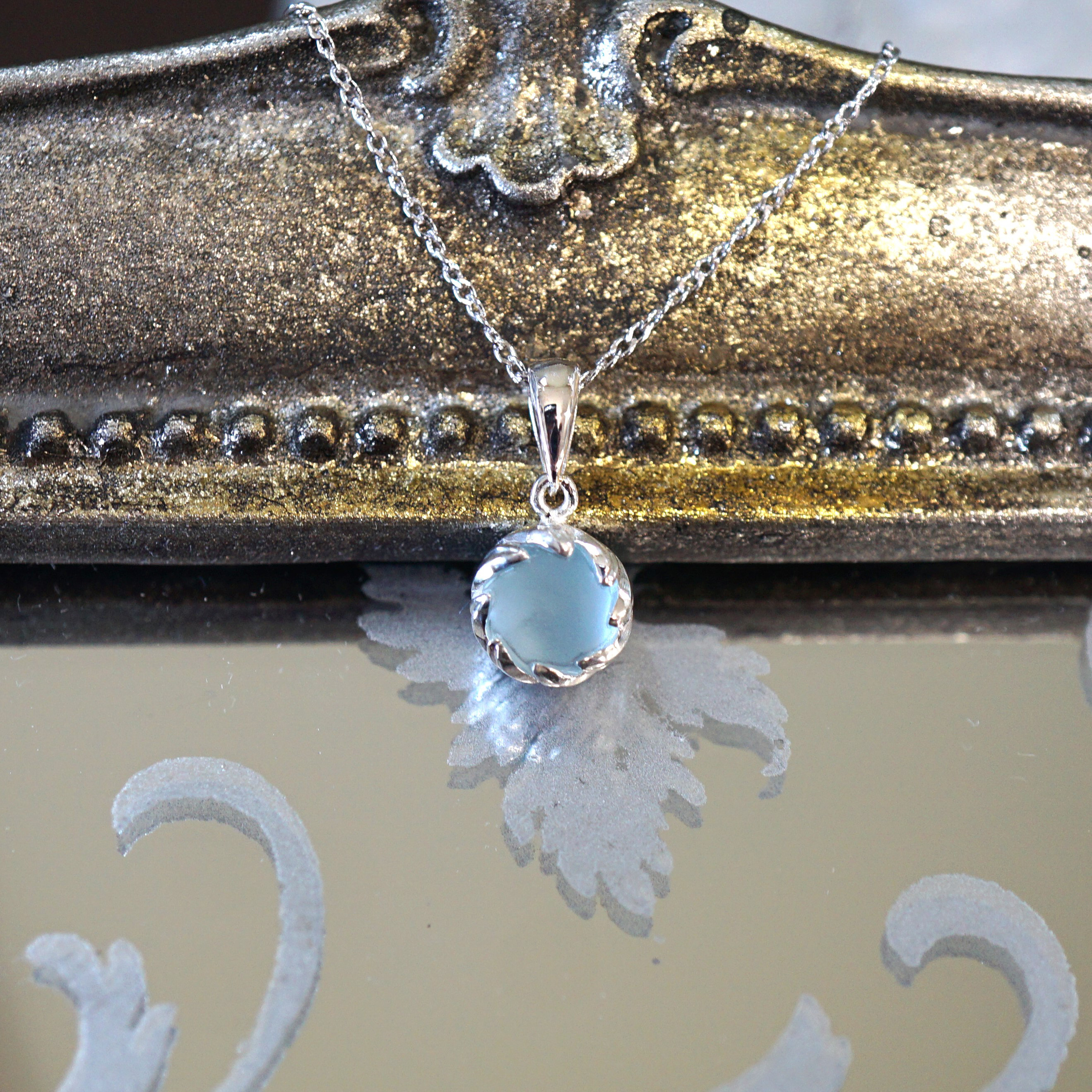 【受注製作】SV つや消しブルートパーズ　つぼみペンダント＜ヘッドのみ＞