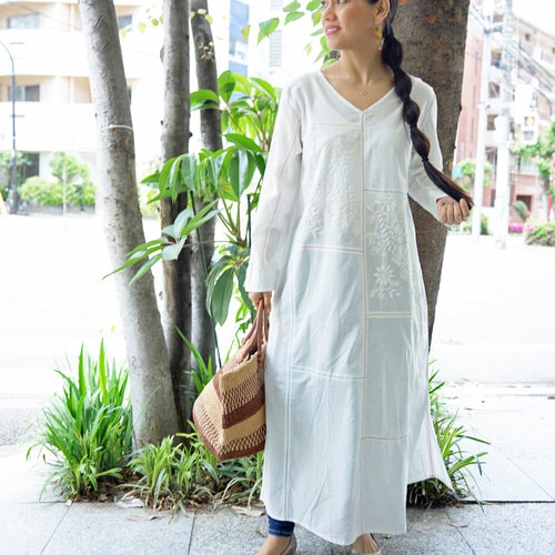 ☆SALE【即納可】インドコットン・チカンカリ刺繍・2WAYワンピ（NK23