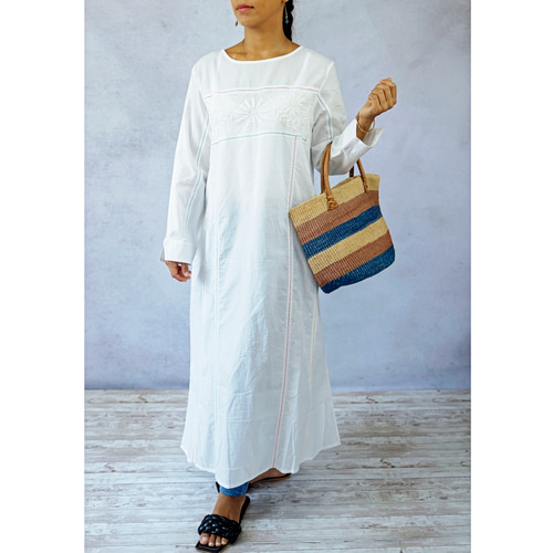 ☆SALE【即納可】インドコットン・チカンカリ刺繍・2WAYワンピ（NK23